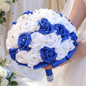 Blue And White PE Foam Rose Wedding Bouquet