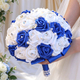 Blue And White PE Foam Rose Wedding Bouquet