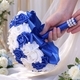 Blue And White PE Foam Rose Wedding Bouquet