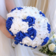 Blue And White PE Foam Rose Wedding Bouquet