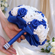 Blue And White PE Foam Rose Wedding Bouquet