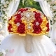 Handgefertigtes Brautbouquet aus Satinbandrosen mit Strasssteinen
