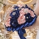 Navy Satin Rose Rhinestone Crystal Bridal Bouquet