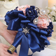 Navy Satin Rose Rhinestone Crystal Bridal Bouquet