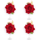 Boutonniere de rosa de terciopelo imitación marfil y vino tinto con hoja dorada y perla