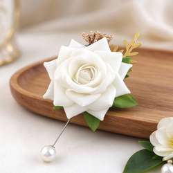 Cream Boutonniere (8G) (7Cmx12cm)