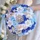 Satin Bridal Bouquet With Butterfly Rhinestone Pearls