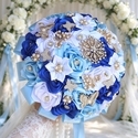Satin Bridal Bouquet With Butterfly Rhinestone Pearls