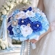 Satin Bridal Bouquet With Butterfly Rhinestone Pearls