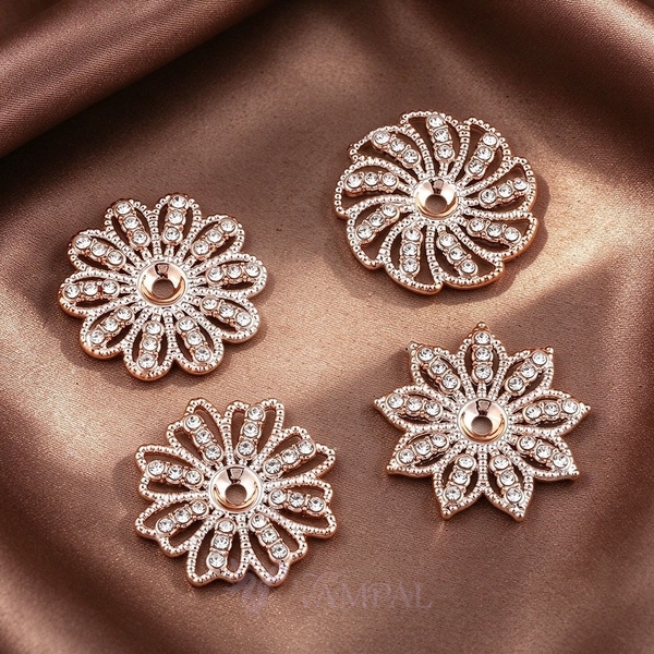 4-piece set Handmade Rhinestone Flower Hair Accessory Corsage Base 4-Piece Set
