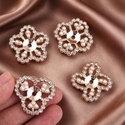 4-piece set Hollow Pearl Rhinestone Alloy Flower Bezel DIY Jewelry Findings