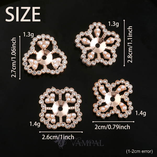 4-piece set Hollow Pearl Rhinestone Alloy Flower Bezel DIY Jewelry Findings