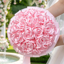 Ramo de novia de rosas artificiales 3D de satén artesanal