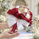 Ramo de novia de rosas artificiales rojo oscuro con cinta