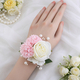 Artificial Rose Beaded Wrist Corsage For Bridesmaids