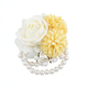 Artificial Rose Beaded Wrist Corsage For Bridesmaids