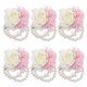 Artificial Rose Beaded Wrist Corsage For Bridesmaids
