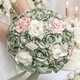 Bouquet de mariée en roses en ruban de satin 3D avec perles et strass