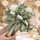 Bouquet de mariée en roses en ruban de satin 3D avec perles et strass