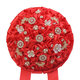 Romántico ramo de novia de rosa de cinta de satén faux rojo con perlas y rhinestones