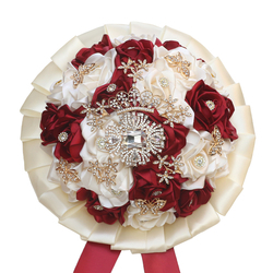 Dark Red + Apricot, Apricot Ribbon, Dark Red Bow, Diameter 23Cm, Height 25Cm, 360G