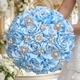 Bouquet de mariée en roses en ruban bleu clair avec perles et strass