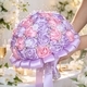 Faux Satin Powder Purple Rose Bridal Bouquet With Rhinestone Beading