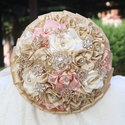3D Satin Rose Pearl Rhinestone Bridal Bouquet