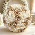 3D Ribbon Rose Bouquet With Gold Rhinestones