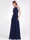 A-Line Halter Neck Chiffon Open Back Maxi Dress With Ruffles