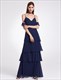 Cold Shoulder A-Line Chiffon Long Evening Dress
