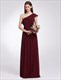 One Shoulder Chiffon A-Line Floor Length Dress With Belt