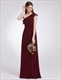 One Shoulder Chiffon A-Line Floor Length Dress With Belt