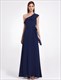 One Shoulder Chiffon A-Line Floor Length Dress With Belt