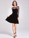 Illusion A-Line Short Homecoming Dress With Lace Long Sleeves