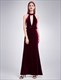 Elegant Velvet Sleeveless Long Evening Dress With Keyhole Front