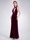 Elegant Velvet Sleeveless Long Evening Dress With Keyhole Front