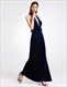 Elegant Velvet Sleeveless Long Evening Dress With Keyhole Front