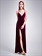 Spaghetti Strap V Neck Evening Dress With Slits And Open Back