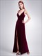 Spaghetti Strap V Neck Evening Dress With Slits And Open Back