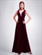 Sleeveless V-Neck Empire Waist Velvet Floor-Length Prom Dress