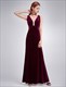 Sleeveless V-Neck Empire Waist Velvet Floor-Length Prom Dress