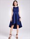 A-Linien-schlichtes ärmelloses knieumspielendes High-Low-Cocktailkleid