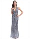 Ärmelloser Sequin-Prom-Gown in Bodenlänge mit tiefem V-Ausschnitt