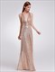 Ärmelloser Sequin-Prom-Gown in Bodenlänge mit tiefem V-Ausschnitt