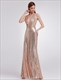 Ärmelloser Sequin-Prom-Gown in Bodenlänge mit tiefem V-Ausschnitt