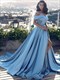 Meerjungfrau-Abendkleid mit schulterfreiem Schnitt und Spitzen-Besatz