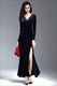 Navy Blue V-Neck Long Sleeve Ruched Sheath Prom Dress With Split