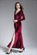 Navy Blue V-Neck Long Sleeve Ruched Sheath Prom Dress With Split