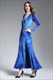 Navy Blue V-Neck Long Sleeve Ruched Sheath Prom Dress With Split